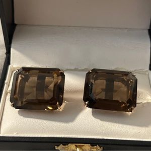 Smoky quarts 18k yellow gold 20 grams cufflinks